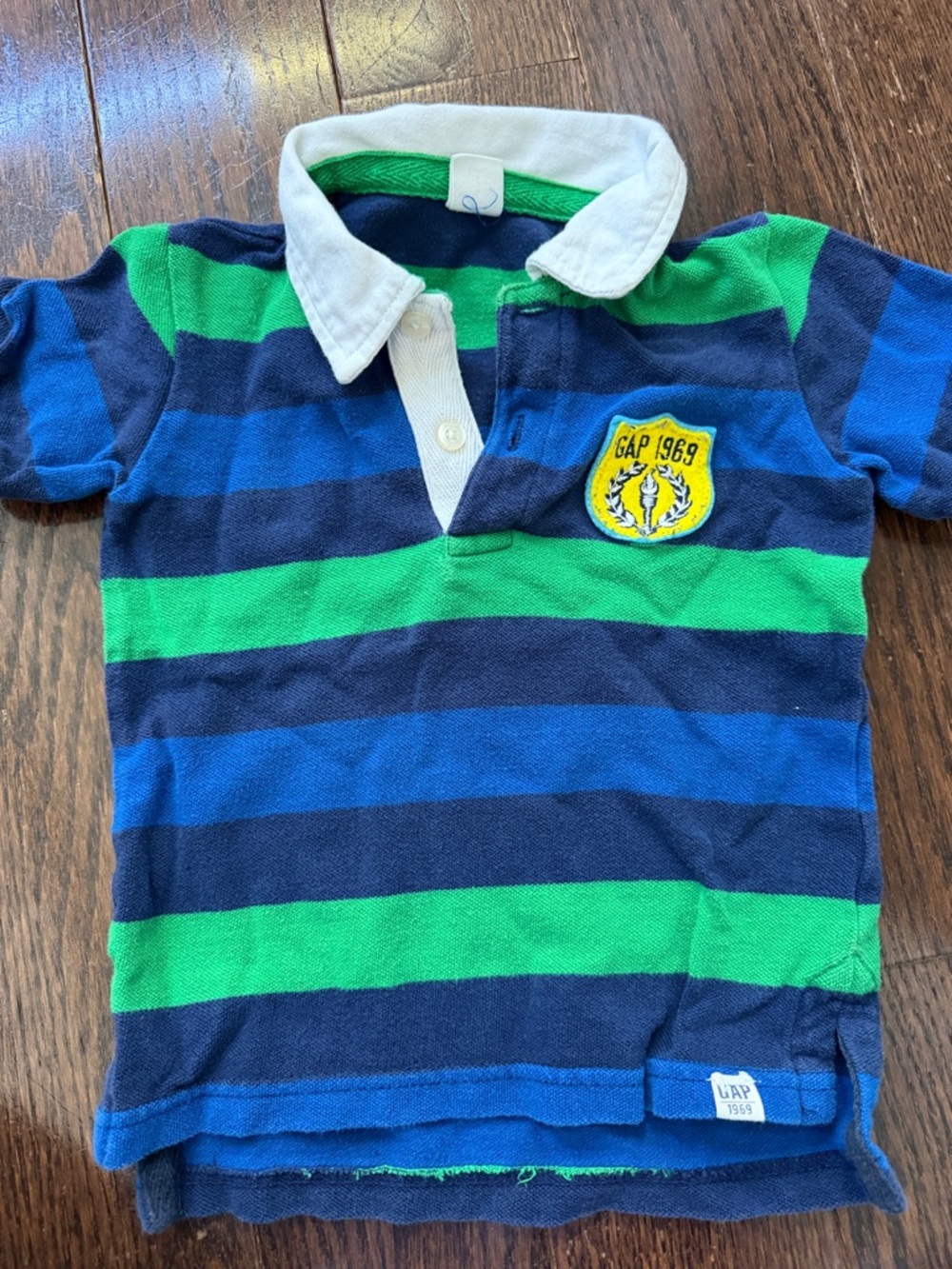 Polo by Ralph Lauren Blue, Green & White Striped Crest Polo